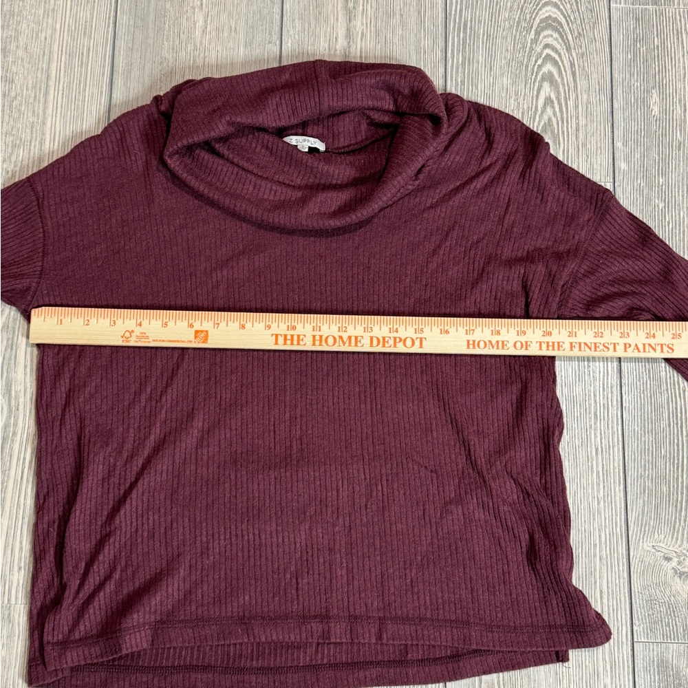 Z Supply Cowl Neck Ribbed Sweater, Mauve, Small, Soft - Picture 6 of 8